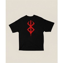 Sevbano Berserk Logo Baskılı Unisex Tişört, Oversize Anime Dizi Baskılı Tişört