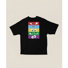 Sevbano Çizgi Film Karakterler Insiide Ouut Unisex Tişört, Oversize Ters Yüüz Baskılı Tişört