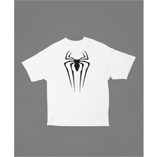 Sevbano Spider-Man Logo Baskılı  Tişört, Oversize Marvel Örümcek Adam Tişört