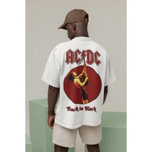 Sevbano Kopya - Ac Dc Back In Black Baskılı  Oversize Rock Metal Tişört
