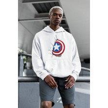 Sevbano Marvel Kaptan Amerika Baskılı Unisex Oversize Yenilmezler Hoodie