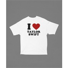 Sevbano I Love Taylor Swift Yazılı Oversize Tişört,  Tişört