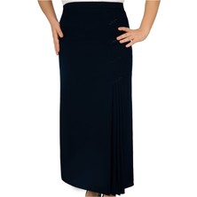 Butik Tesettür Büyük Beden Deri Detaylı Astarlı Pileli Portoriko Kumaş Anne Eteği