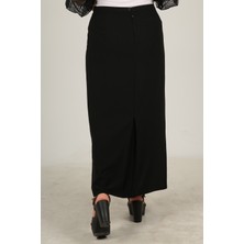 Butik Tesettür Büyük Beden Kapalı Yırtmaç Astarlı Portoriko Düz Anne Eteği