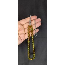 Anemore Collection Sevgiliye Özel Hediye Sıkma Kehribar Tesbih Yeşil Renk Kapsül Kesim H-1401.