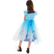 Elsa Tüllü Fiyonklu Parti Doğum Günü Elbisesi Frozen Karlar Ülkesi Elbisesi