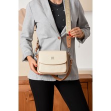 Just Polo Yeni Sezon Kolon Askılı 4 Bölmeli Krem Kadın Omuz Çantası 21X16CM PBU2174