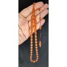 Anemore Collection Sevgiliye Özel Hediye Ateş Kehribar Tesbih Pembe Renkli Beyzi Kesim H-1383.