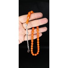 Anemore Collection Sevgiliye Özel Hediye Çubuk Kehribar Tesbih Turuncu Renk Beyzi Kesim H-1375.