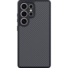 ZORE Galaxy S25 Ultra Uyumlu Kılıf Magsafe Şarj Özellikli Karbon Fiber Tasarımlı Zore Elnino Kapak-Siyah