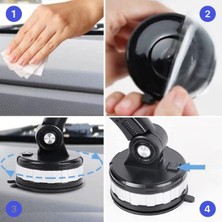 Alpotekno® Jel Vantuzlu Cama Takılabilen Güçlü 360 Derece Dönebilen Ayarlanabilir Araç Içi Vantuzlu Telefon Tutucu