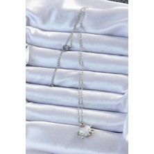 Lisinya 316L Çelik Zincir Gümüş Renk Zirkon Taşlı Gezegen Görünümlü Kalp Kolye