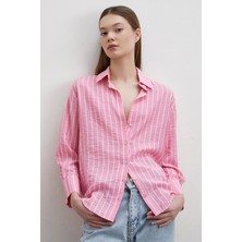 Never More Çizgi Desenli Gömlek Pembe