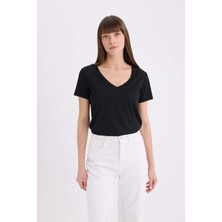 DeFacto Regular Fit V Yaka Basic Düz Kısa Kollu Tişört W9204AZ25SP