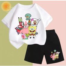 Kids Face Özel Tasarım Bob ve Arkadaşları Baskılı Ter Tutmayan Erkek Çocuk T-Shırt Şort Takımı