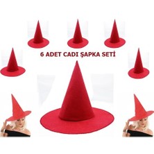 Tahtakale Home Kırmızı Keçe Cadı Şapkası Yetişkin-Çocuk Uyumlu