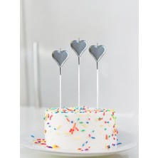 Parti Adresi Kalp Pasta Mumu Metalik Gümüş 3'lü