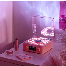Retro Pikap Plak Çalar Bluetooth Hoparlör Şarjlı Kablosuz Projektör Okyanus Dalgası Projektör Gece Lambası Speaker