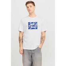 Jack & Jones JACK&JONES JJCOLTON TEE SS CREW NECK LN SIFIR YAKA BASKILI T-SHIRT