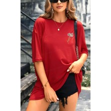 Papatya Baskılı Yazlık Pamuklu Kumaş Oversize Kalıp Tshirt Salaş