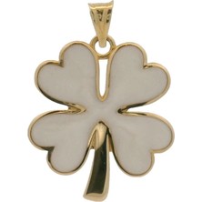 Altınöz Mücevherat Mineli Kalpten Yonca Figürlü Yeşil Altın Brolog Kolye Ucu