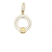 Zirkon Taş Klipsli Mineli Halka Şık Yeşil Altın Brolog Kolye Ucu