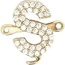 Altınöz Mücevherat Üç Boyutlu Zirkon Taş Döşeli Ş Harfi Yeşil Altın Brolog Uç