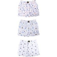 Erkek Çocuk 3'lü Karışık Desenli 100% Pamuk Premium Paketli Boxer