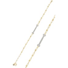 ÇGK KUYUMCULUK  Beyaz Taşlı Halka Altın  Bileklik CGKBLK0307