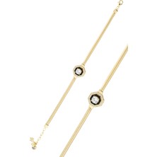 ÇGK KUYUMCULUK Tektaş Mineli Balıksırtı  Altın  Bileklik CGKBLK0309