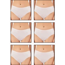Özkan Underwear 6121 6'lı Paket Kadın Pamuklu Likralı Süprem Yüksek Bel Bato Külot