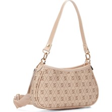 Newish Polo Kadın Bej Farme Monogram Baget El ve Omuz Çantası newpolo111