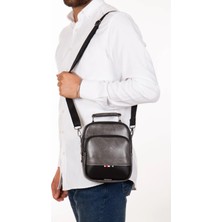 Newish Polo Erkek Gri Deri Ayarlanabilir Çapraz Omuz Askılı Günlük Omuz Ve El Çantası (19X22CM) newpolo058