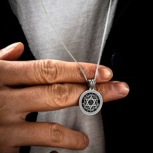 Ebrar Silver Gümüş Mührü Süleyman Kolye 925 Ayar Gümüş Küçük Boy Mat Peygamber Mührü Erkek Kolye