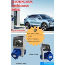 ST-ŞARJ-M Monofaze Elektrikli Araç Kombinasyon Kutusu; TOGG T10X,TESLA BLUE ve BYD Adaptöre Uyumlu