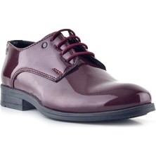 Rakerplus Bordo Rugan Bağcıklı Metal Detaylı Oxford Çocuk Klasik Ayakkabısı