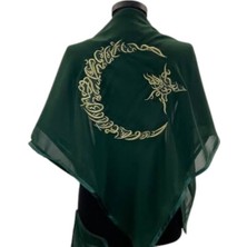 Damat Şalı (Vıp)Ay Yıldızlı Desenli Yeşil