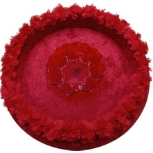 Kına Sepet Tepsisi Kırmızı Lazer Çiçekli