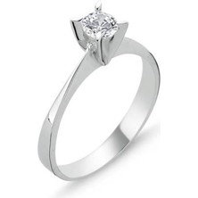 Brezza Lusso Jewelry Gümüş 4 Tırnaklı Zirkon Tektaş Kadın Yüzük