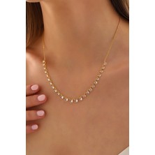 Queen Silver Jewelry 925 Ayar Gümüş Boy Geçişli Zirkon Taşlı Kolye
