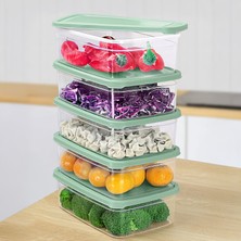 Meleni Home 5 Adet Dikdörtgen Erzak Saklama Kabı - Mikrodalgaya Uygun Düzenleyici Organizer 2700ML Yeşil