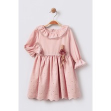 Miniğimin Cicileri Brode Fisto Detaylı Kız Çocuk elbise - Pembe