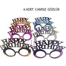 Pandoli Camsız Happy Birthday Yazılı Parti Gözlüğü Yetişkin Uyumlu 6 Renk 6 Adet