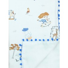 Gültekin Bebe Çift Katlı Müslin Bebek Battaniyesi 100X115 cm Mavi Fil