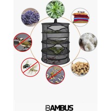 Bambus Home 4 Bölmeli Bitki Kurutma Filesi - Asılabilir ve Katlanabilir Tasarım