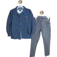 Yavrucak 90021-HOLA 10-13 Yaş Kot Ceketli Takım - Mavi