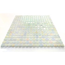 MozaiKristaL Mutfak Tezgah Arası, Havuz, Banyo, Sauna, Spa, İç ve Dış Ortamlarda Tüm Yüzeyler İçin 15X15MM. Hologramlı Beyaz . 31,5X31,5CM. Fileli Cam Mozaik. ( 1 M2 Fiyatıdır )