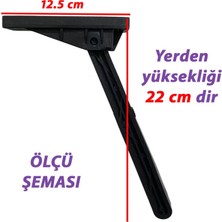Glaswen 4 Adet Katlanabilir Siyah Yer Sofra Ayağı Katlanır Yer Sofrası Sini Altı Plastik Ayak 22 cm