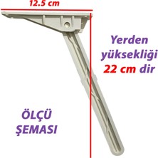 Glaswen 4 Adet Katlanabilir Beyaz Yer Sofra Ayağı Katlanır Yer Sofrası Sini Altı Plastik Ayak 22 cm