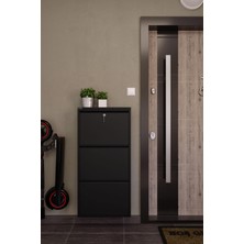 Ceha Kilitli 3'lü Metal Ayakkabılık - Siyah